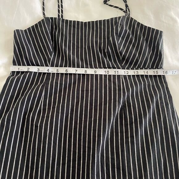 KENDALL & KYLIE Black Pinstriped Sleeveless Strappy Mini Summer Dress Size M - Picture 6 of 8